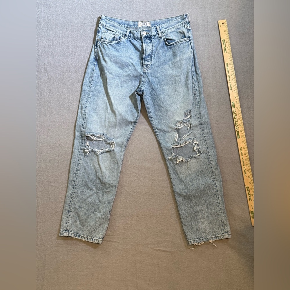 Free People We The Free Tapered Baggy Boyfriend Jeans Light Wash Distressed 30